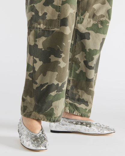 LENI Silver Rhinestones Square-Toe Ballet Women's Flat | Steve Madden Latest