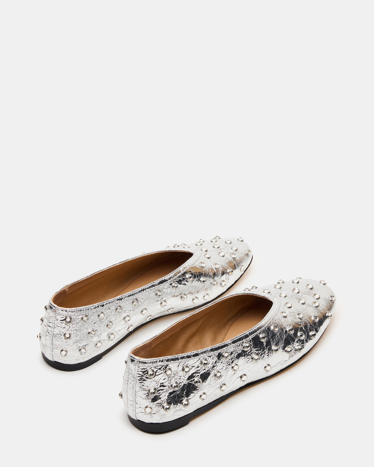 LENI Silver Rhinestones Square-Toe Ballet Women's Flat | Steve Madden Latest