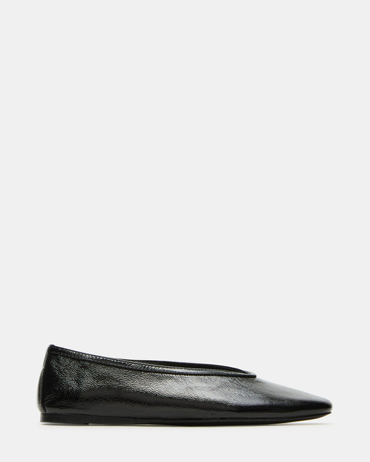 LENI Black/Black Square-Toe Ballet Women's Flat | Steve Madden Best Seller
