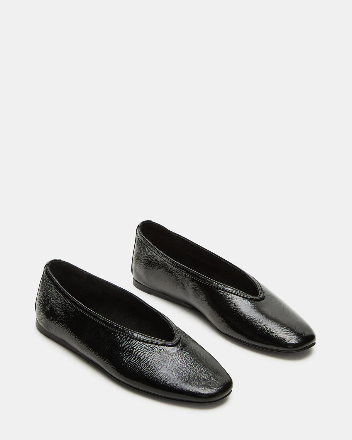LENI Black/Black Square-Toe Ballet Women's Flat | Steve Madden Best Seller