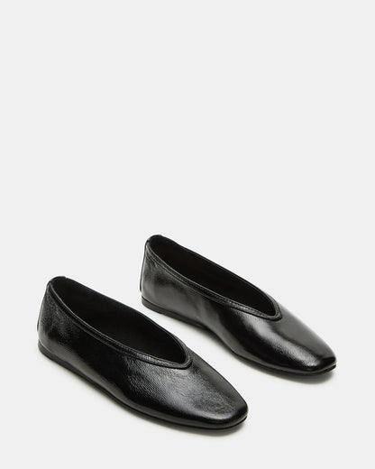 LENI Black/Black Square-Toe Ballet Women's Flat | Steve Madden Best Seller