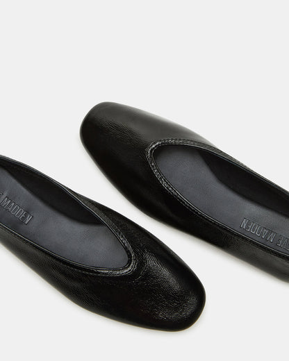 LENI Black/Black Square-Toe Ballet Women's Flat | Steve Madden Best Seller