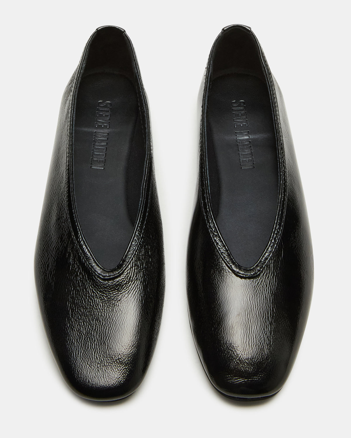 LENI Black/Black Square-Toe Ballet Women's Flat | Steve Madden Best Seller
