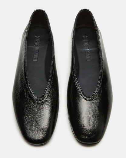LENI Black/Black Square-Toe Ballet Women's Flat | Steve Madden Best Seller