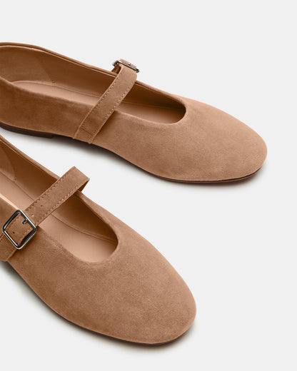 DREAMING Taupe Suede Women's Mary Jane Flats | Steve Madden Everyday