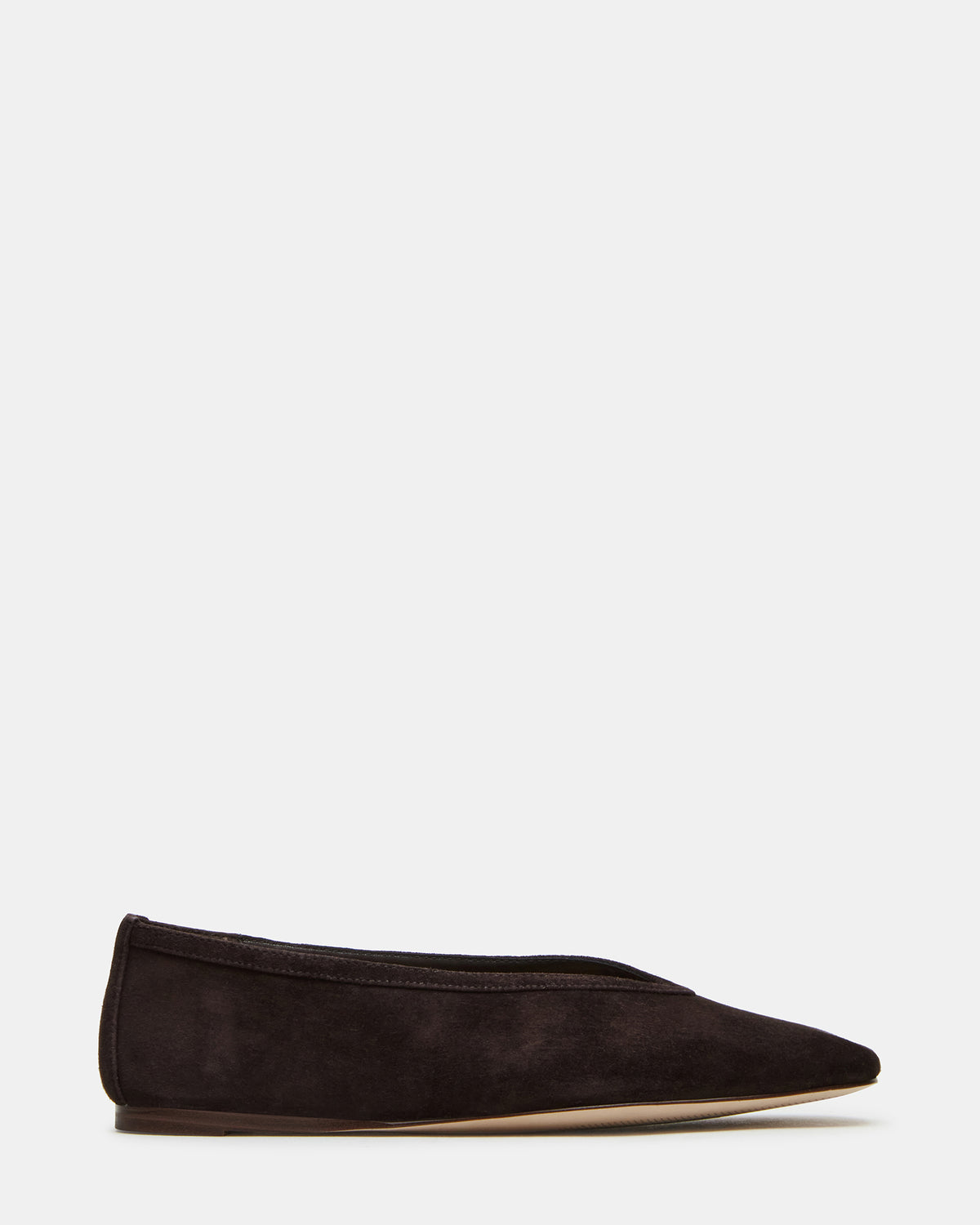 LENI Brown Suede Square-Toe Ballet Women's Flat | Steve Madden Featured