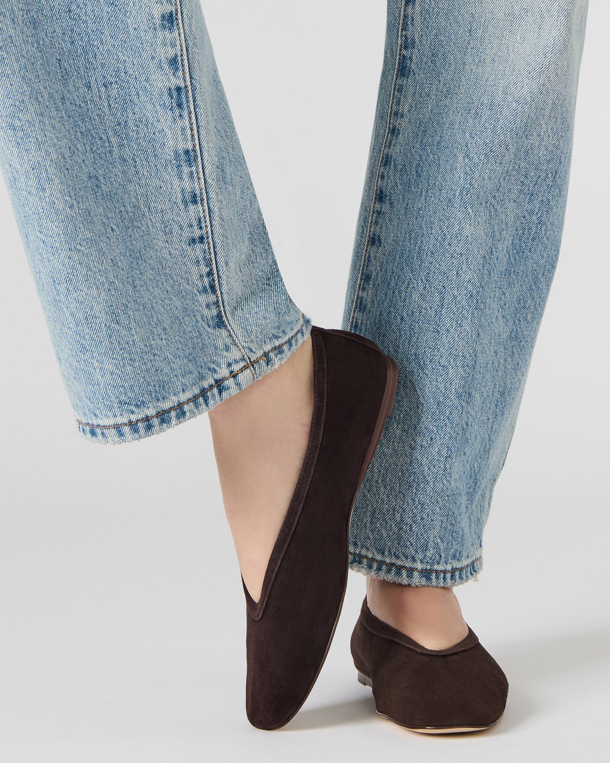 LENI Brown Suede Square-Toe Ballet Women's Flat | Steve Madden Featured