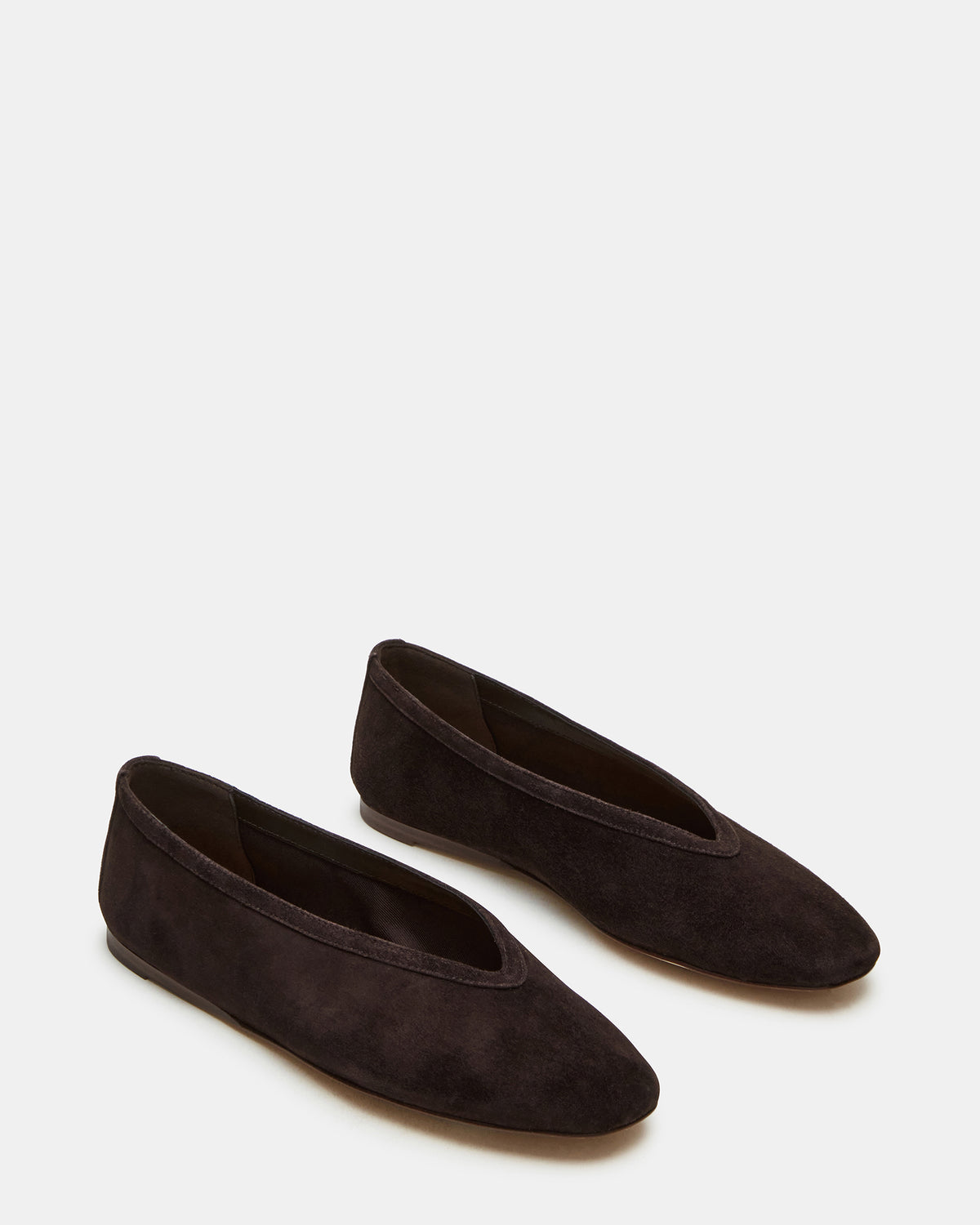 LENI Brown Suede Square-Toe Ballet Women's Flat | Steve Madden Featured