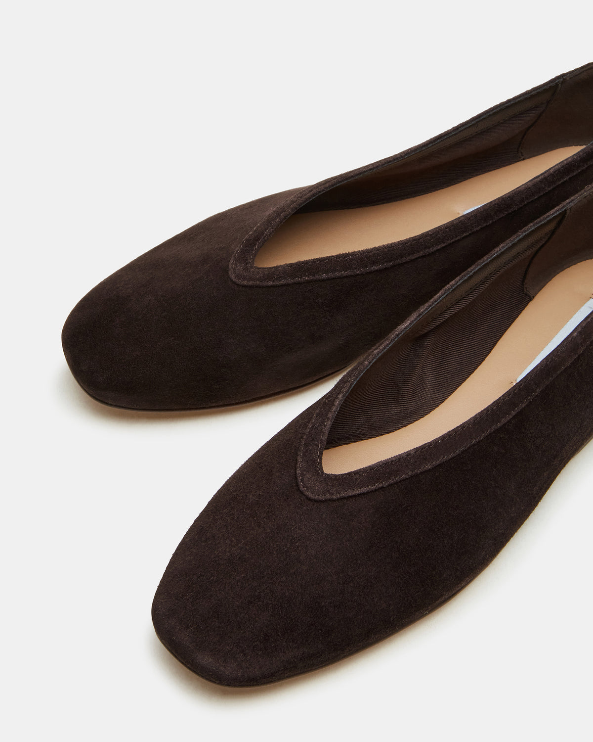 LENI Brown Suede Square-Toe Ballet Women's Flat | Steve Madden Featured