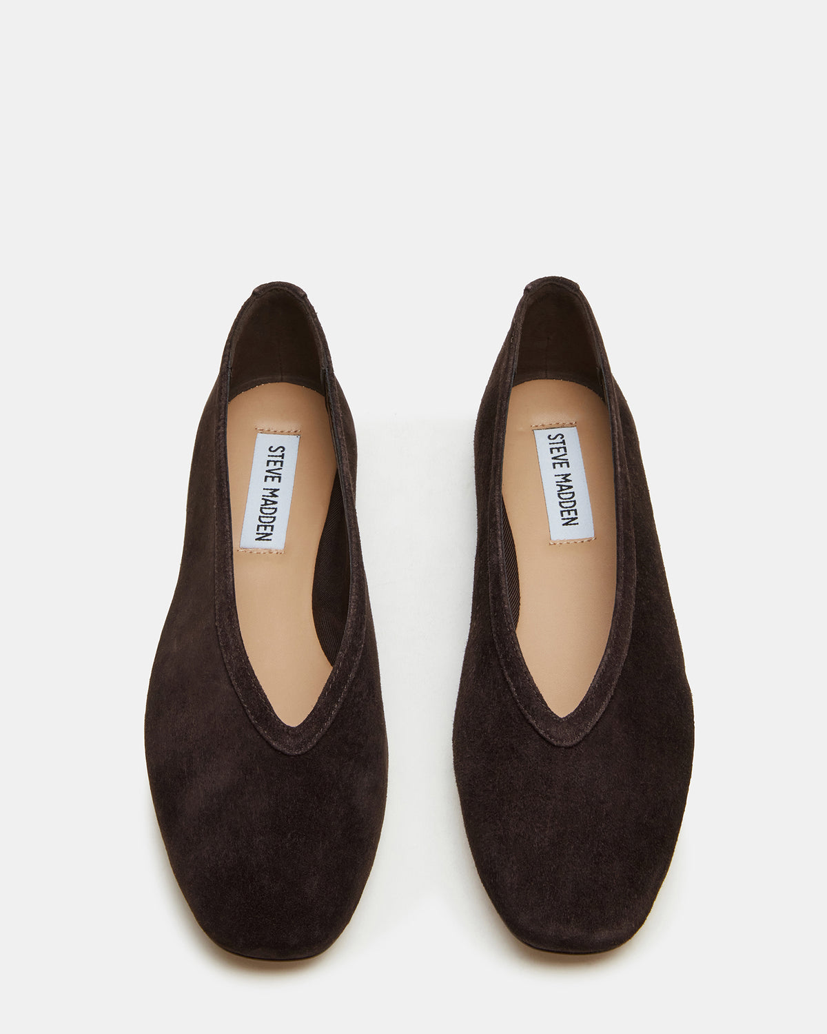 LENI Brown Suede Square-Toe Ballet Women's Flat | Steve Madden Featured