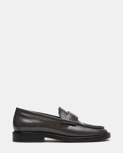 MADISON Grey Leather Women's Penny Loafer | Steve Madden Great Value
