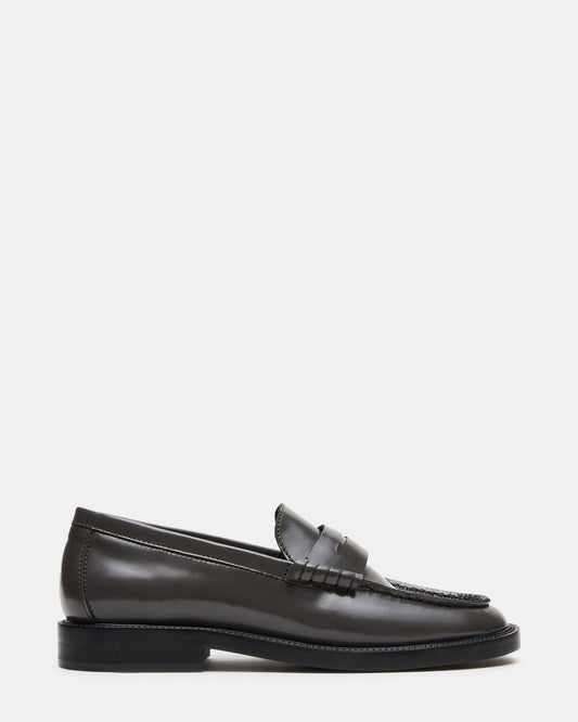 MADISON Grey Leather Women's Penny Loafer | Steve Madden Great Value