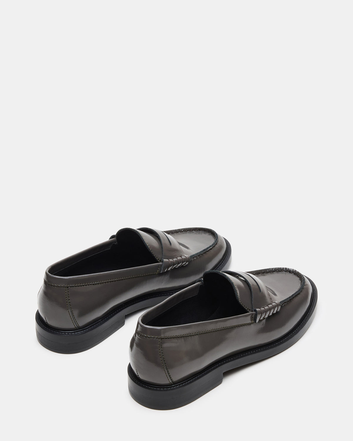 MADISON Grey Leather Women's Penny Loafer | Steve Madden Great Value