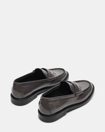 MADISON Grey Leather Women's Penny Loafer | Steve Madden Great Value