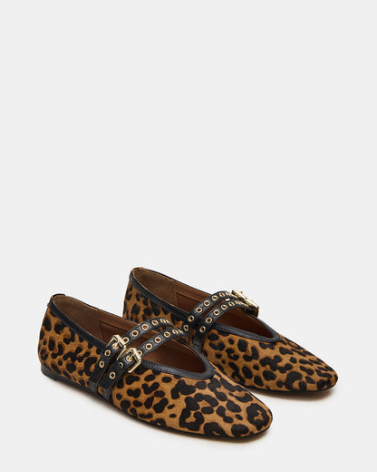 LYDIA Leopard Square-Toe Mary Jane Ballet Women's Flat | Steve Madden Trending