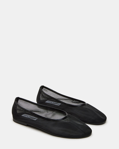 MEADOW Black Mesh Women's Ballet Flats | Steve Madden Essential