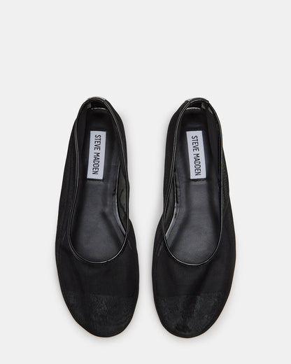 MEADOW Black Mesh Women's Ballet Flats | Steve Madden Essential