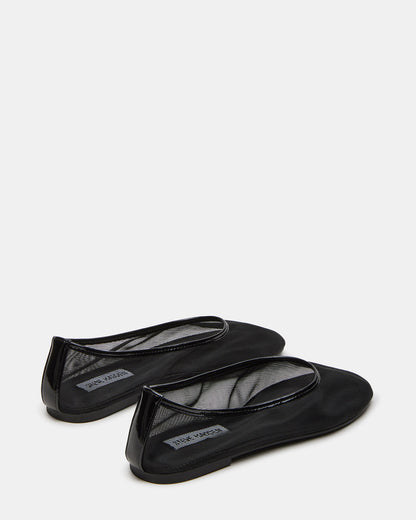 MEADOW Black Mesh Women's Ballet Flats | Steve Madden Essential