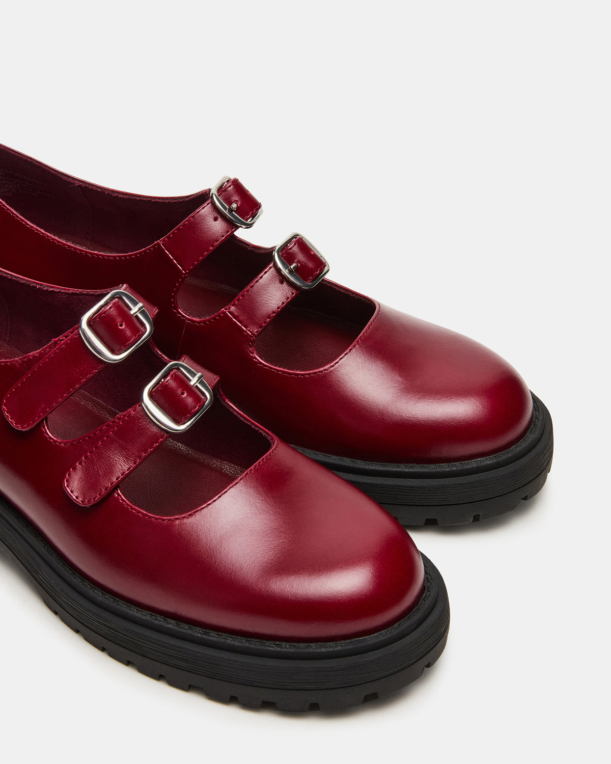 ALBA Burgundy Leather Platform Lug Mary Jane Women's Loafer | Steve Madden Classic