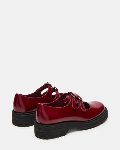 ALBA Burgundy Leather Platform Lug Mary Jane Women's Loafer | Steve Madden Classic