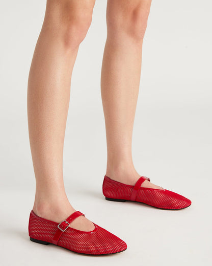 DREAMING Red Mesh Women's Mary Jane Flats | Steve Madden Popular