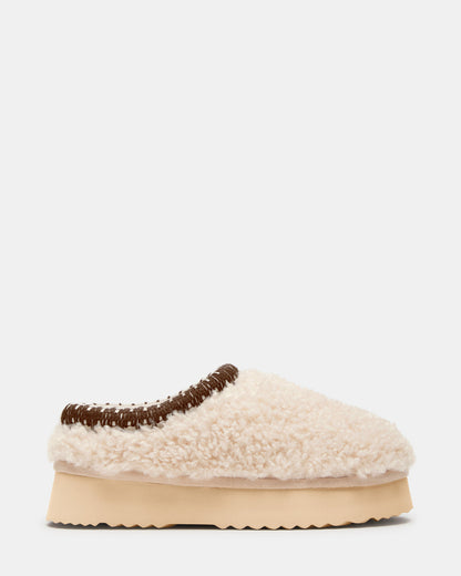 SELENA Faux Shearling Women's Natural Slip-On Mule Flat | Steve Madden Hot Sale