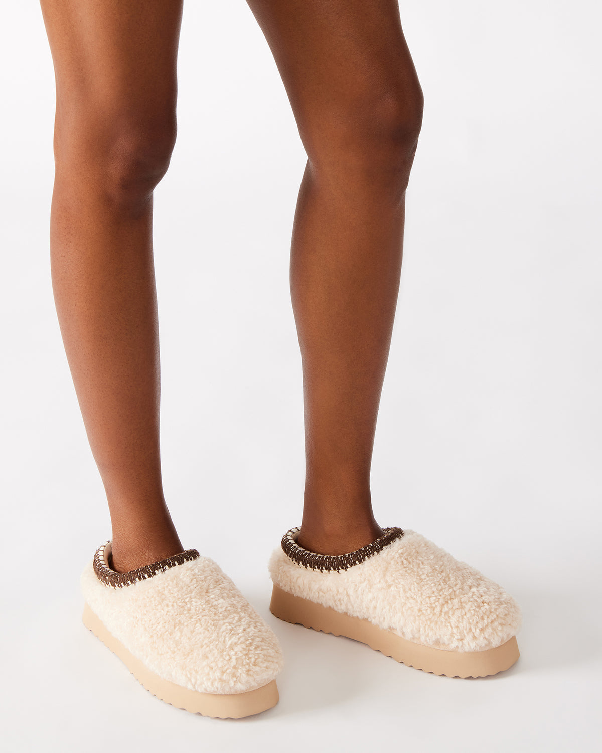 SELENA Faux Shearling Women's Natural Slip-On Mule Flat | Steve Madden Hot Sale