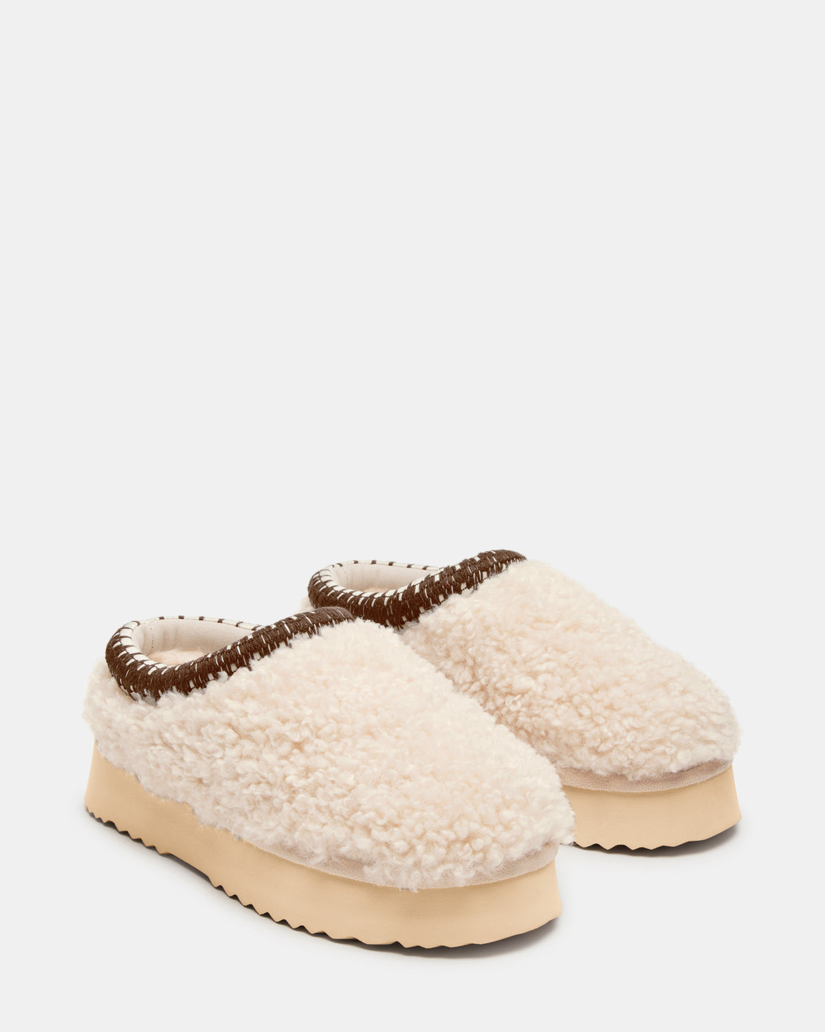 SELENA Faux Shearling Women's Natural Slip-On Mule Flat | Steve Madden Hot Sale