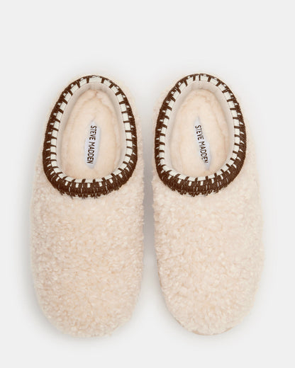 SELENA Faux Shearling Women's Natural Slip-On Mule Flat | Steve Madden Hot Sale