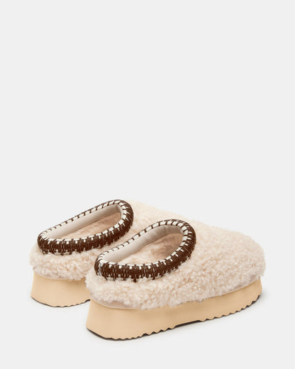 SELENA Faux Shearling Women's Natural Slip-On Mule Flat | Steve Madden Hot Sale