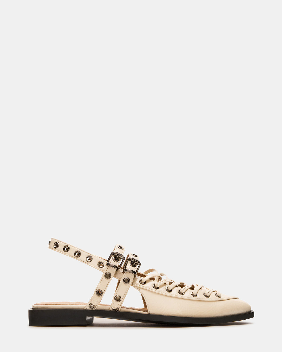 GALANTI Bone Patent Women's Pointed-Toe Moto Slingback Flat | Steve Madden Sale