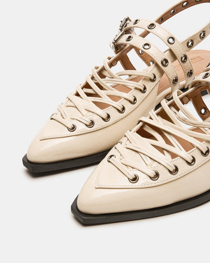 GALANTI Bone Patent Women's Pointed-Toe Moto Slingback Flat | Steve Madden Sale