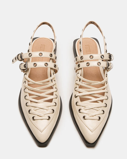 GALANTI Bone Patent Women's Pointed-Toe Moto Slingback Flat | Steve Madden Sale