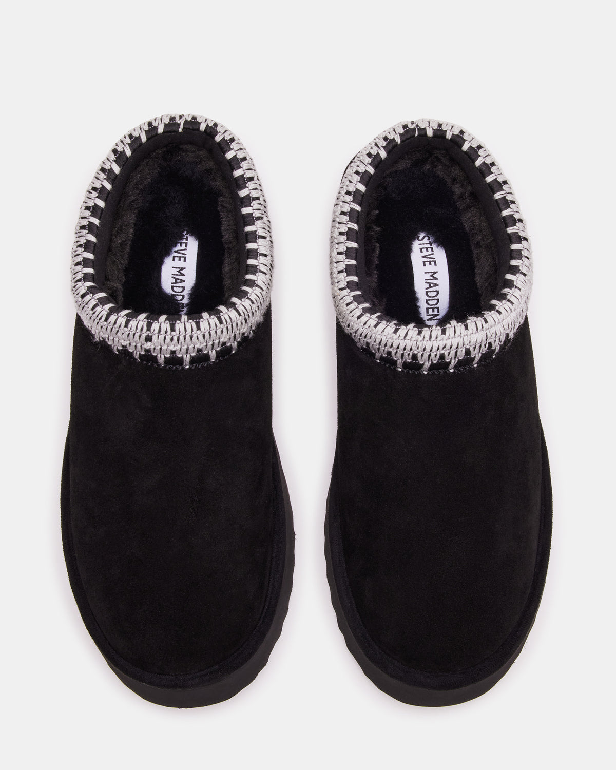 SELENA Black Suede Women's Natural Slip-On Mule Flat | Steve Madden Premium