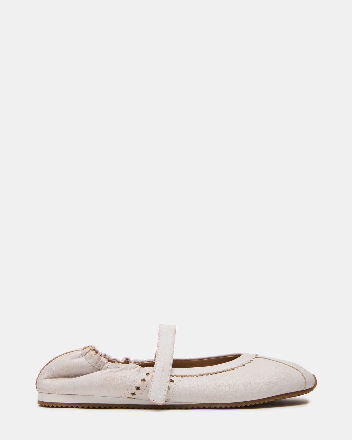 ANAYA White Distressed Mary Jane Ballet Women's Flat | Steve Madden Latest