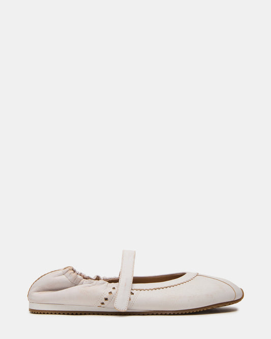 ANAYA White Distressed Mary Jane Ballet Women's Flat | Steve Madden Latest