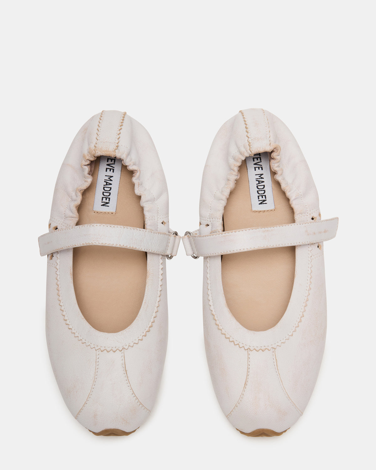 ANAYA White Distressed Mary Jane Ballet Women's Flat | Steve Madden Latest