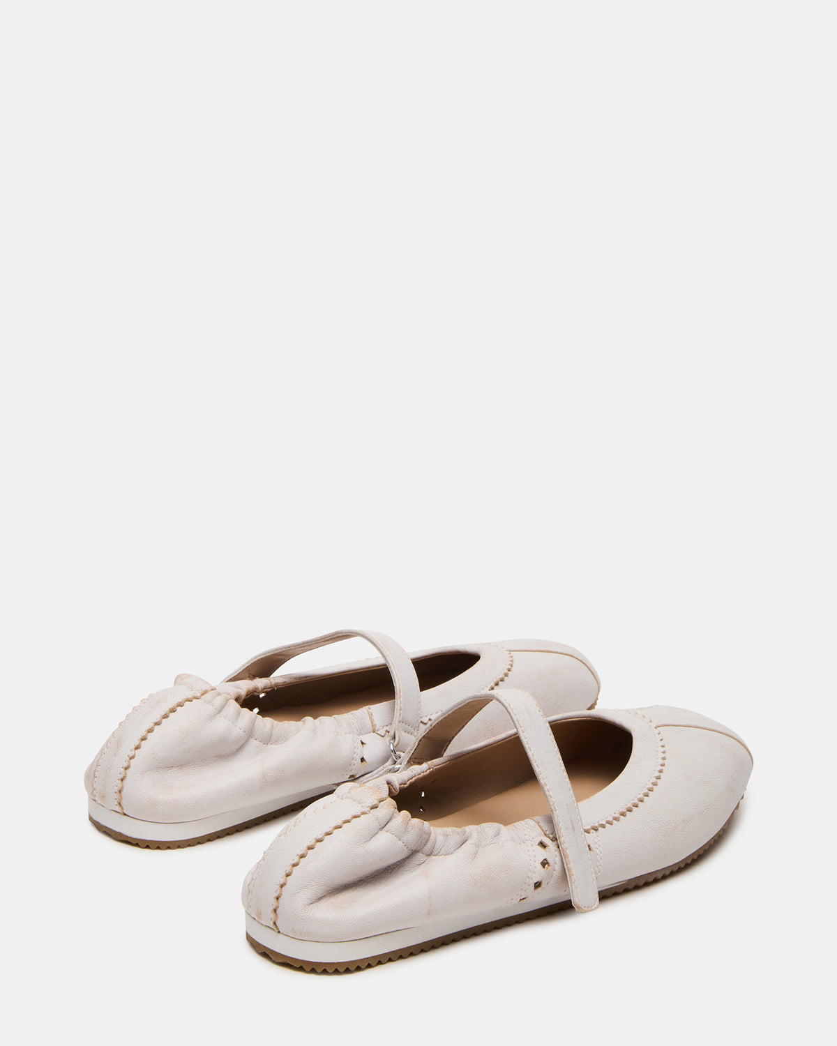 ANAYA White Distressed Mary Jane Ballet Women's Flat | Steve Madden Latest