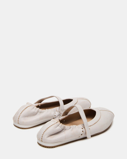 ANAYA White Distressed Mary Jane Ballet Women's Flat | Steve Madden Latest