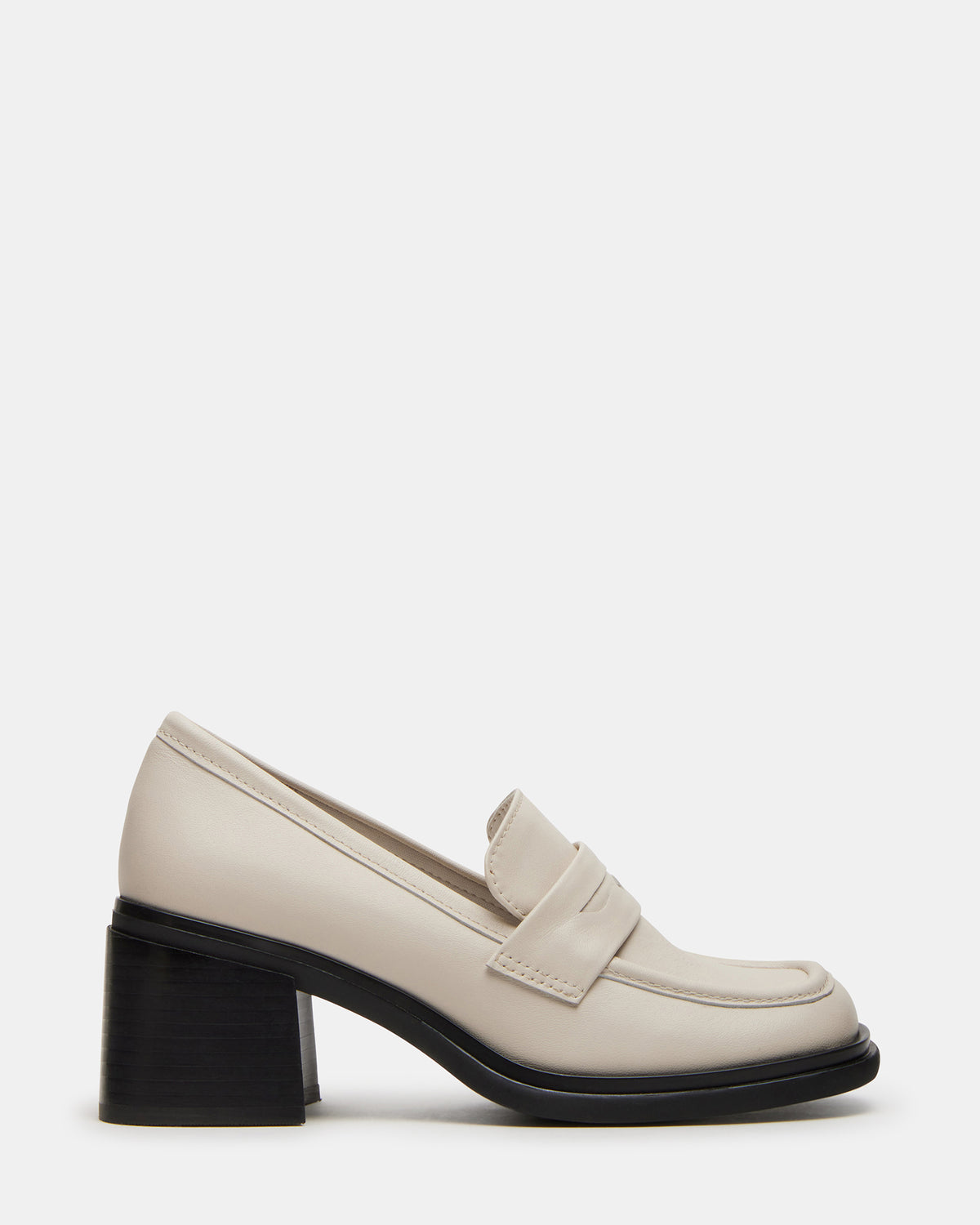 BAXTER Bone Leather Women's Block Heel Loafer | Steve Madden Customer Favorite