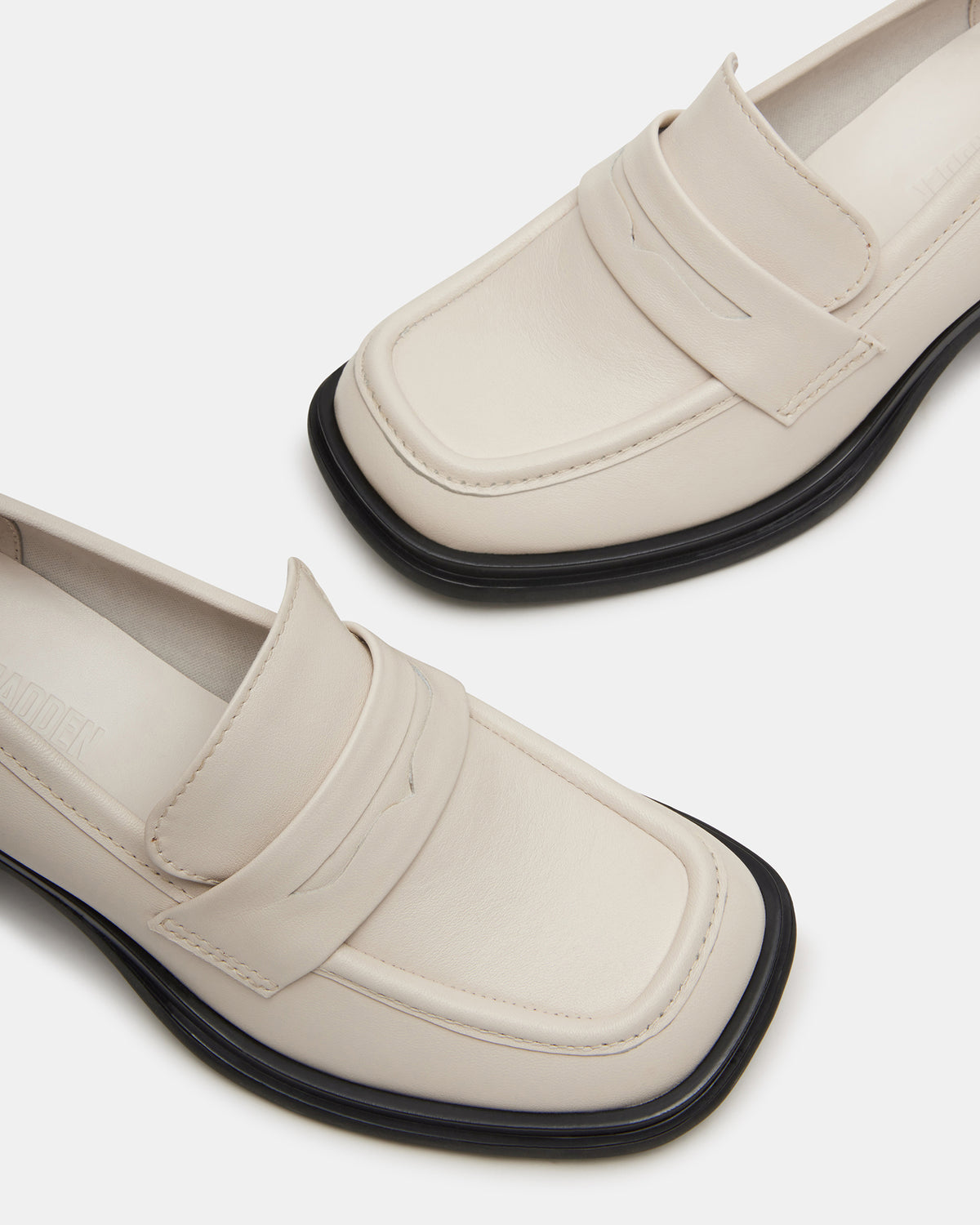 BAXTER Bone Leather Women's Block Heel Loafer | Steve Madden Customer Favorite