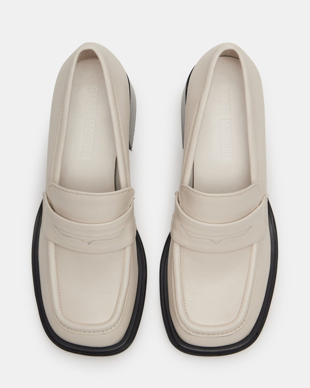 BAXTER Bone Leather Women's Block Heel Loafer | Steve Madden Customer Favorite
