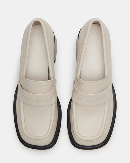 BAXTER Bone Leather Women's Block Heel Loafer | Steve Madden Customer Favorite