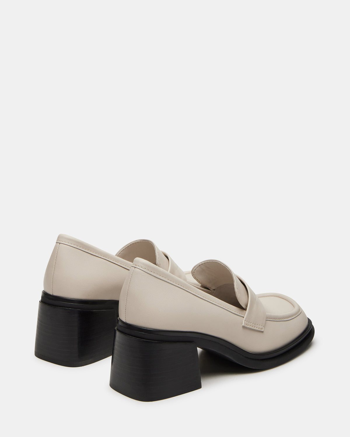 BAXTER Bone Leather Women's Block Heel Loafer | Steve Madden Customer Favorite