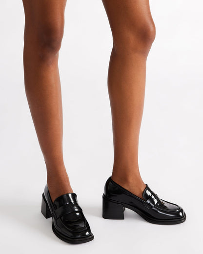 BAXTER Bone Leather Women's Block Heel Loafer | Steve Madden Customer Favorite
