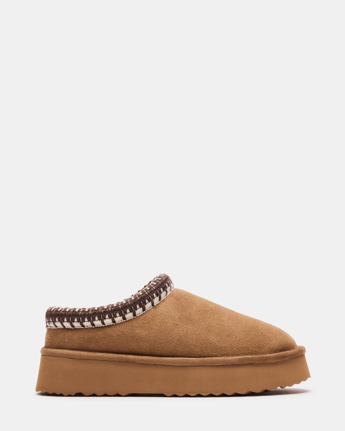SELENA Chestnut Suede Women's Natural Slip-On Mule Flat | Steve Madden Sale
