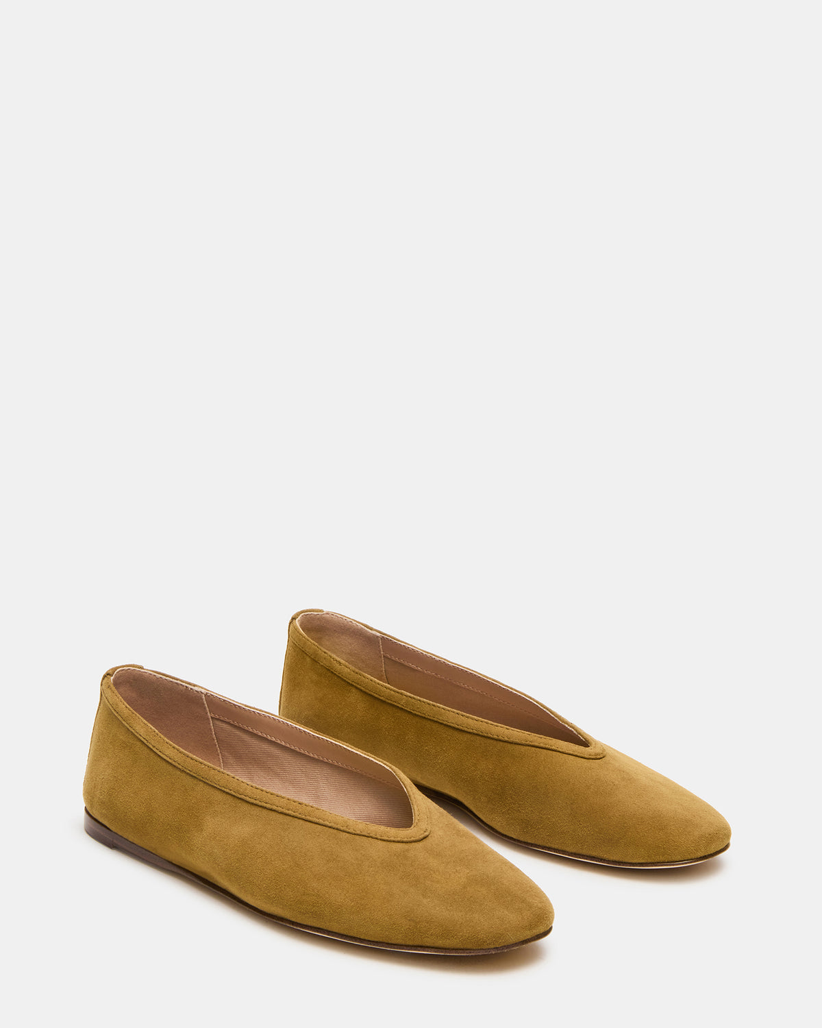 LENI Mustard Suede Square-Toe Ballet Women's Flat | Steve Madden Signature