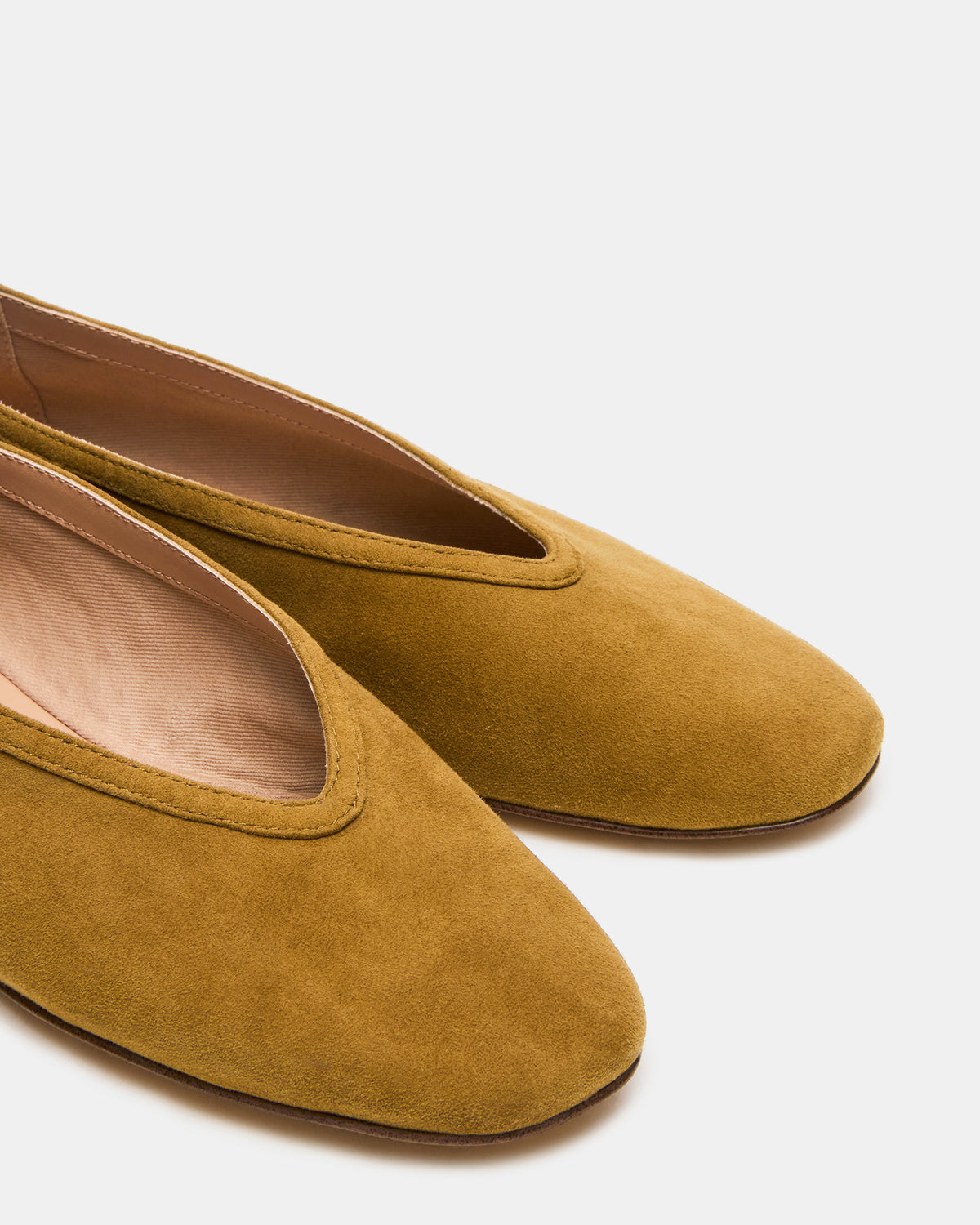 LENI Mustard Suede Square-Toe Ballet Women's Flat | Steve Madden Signature