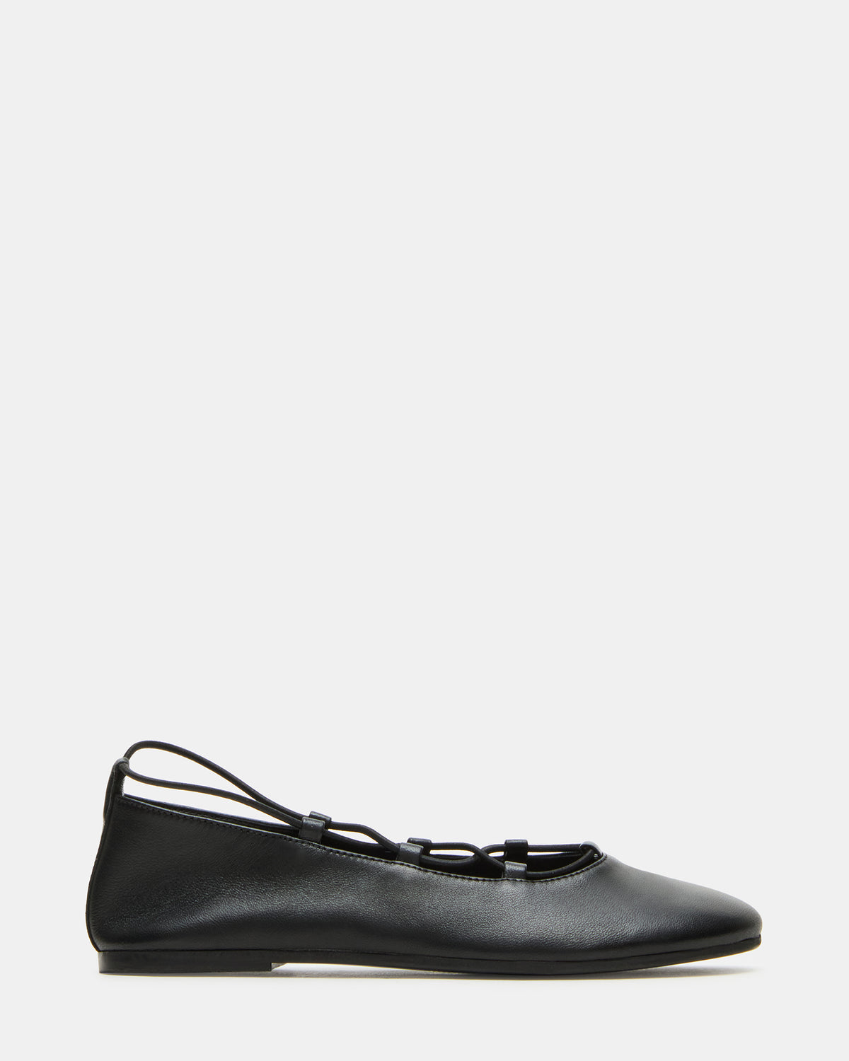 BOMBSHELL Black Leather Ballet Women's Flat | Steve Madden Smart Buy