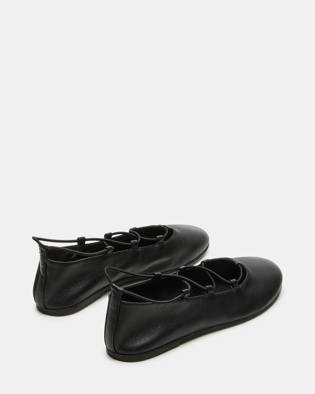BOMBSHELL Black Leather Ballet Women's Flat | Steve Madden Smart Buy